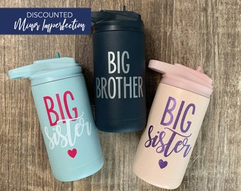 SALE Minor Imperfection Big Sister Water Bottle Personalized Stainless Steel Bottle Custom Sibling Gift Promoted to Big Sister Big Brother
