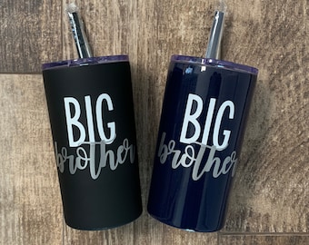 Big Brother Stainless Steel Tumbler Personalized Gift for New Big Brother Big Bro Announcement for Kids Cup with Lid and Straw 12oz or 16oz