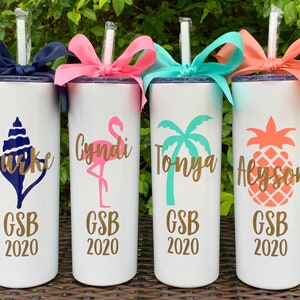 Personalized Vacation Skinny Stainless Steel Tumbler Family Vacation Girls Trip Customized Cup Bachelorette Cruise Beach Tropical Vacay Gift
