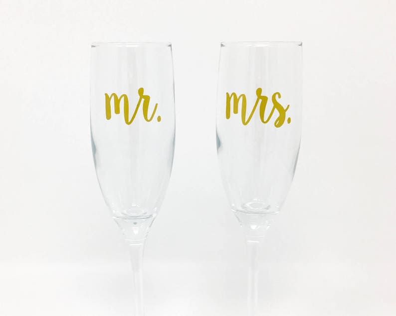 Mr and Mrs Champagne Flutes, Wedding Toasting Glasses, Toasting Flutes, Bri...