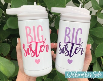 Personalized Big Sister Stainless Steel Water Bottle Promoted to Big Sister Gift Future Big Sister Sippy Cup Kid Bottle Dishwasher Safe 12oz