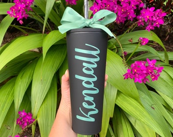 Personalized 24oz Tumbler with Straw Custom Acrylic Large Tumbler Cup Personalized Name Cups for Teachers Bridesmaids Moms Christmas Gift