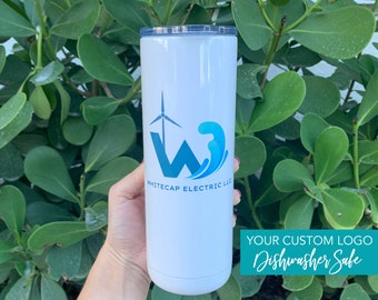 Custom Logo Stainless Steel Tumbler Customized Company Logo Insulated Cup Wedding Logo Customizable Travel Coffee Mug Boat Logo 16oz or 20oz