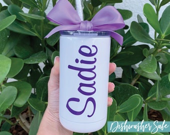 Personalized Name Stainless Steel Tumbler Custom Kids Cup Insulated Tumbler with Lid Kids Birthday Gift Dishwasher Safe 12oz or 16oz