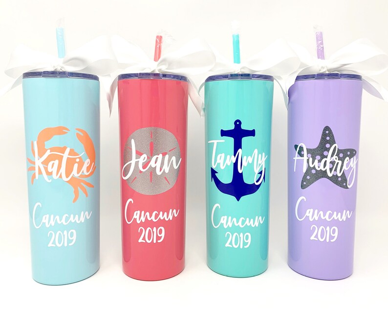 Personalized Vacation Skinny Stainless Steel Tumbler Family Vacation