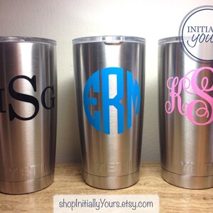 Monogram Decal for 20oz Tumbler Personalized Vinyl Sticker for Tumbler Cup Decal for 20oz Stainless Tumbler Monogrammed Initials DECAL ONLY image 3