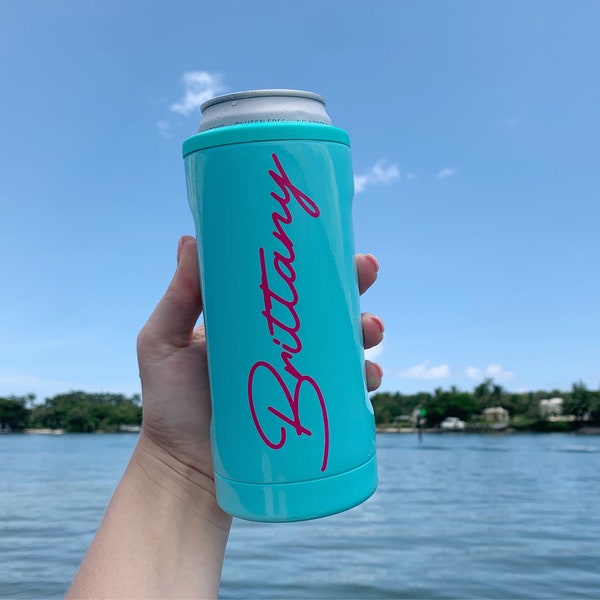 Personalized Name Vinyl Decal for 12oz Slim Can Cooler Custom Vinyl Sticker for Skinny Can Coolers DIY Monogram Decal Vinyl DECAL ONLY