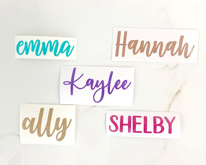 Personalized Shimmer Vinyl Decal Name Custom Name Glitter Vinyl Sticker Customized Decal Lettering Decals for Cups Rose Gold DECAL ONLY image 1