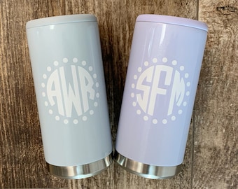 SALE Customized Name 12oz Slim Can Cooler Personalized Stainless Steel Slim Can Holder Drinking Gifts for Birthday Bachelorette Party