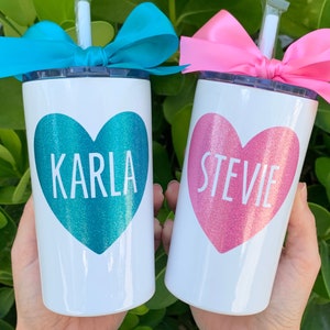 Personalized Kids Name Cup Heart Customized Little Girl Tumbler Flower Girl Gift Petal Patrol Junior Bridesmaid Little Girl Gifts Sippy Cup