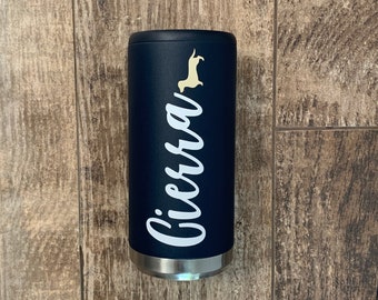 Personalized Dog Slim Can Cooler Stainless Steel Skinny Can Holder Custom Dog Lover Gift Ideas Dauschund Gifts Dog Mom Drinking Gifts