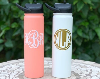 Monogrammed SIC Stainless Steel Water Bottle 27oz Personalized Gift for Her Monogram Initials Water Bottle Metal Insulated Bottle