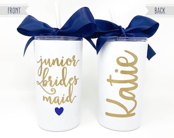 Personalized Junior Bridesmaid Stainless Steel Cup Tumbler Jr Bridesmaid "Will You Be My" Proposal Wedding Gift Thank You Custom Present