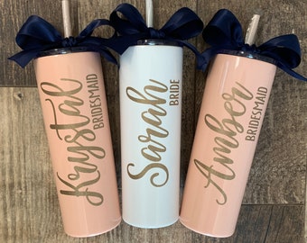 Personalized Wedding Party Tumblers Bride Bridesmaid Maid of Honor Custom Cups Customized Bridal Party Drinkware Wedding Thank You Gift