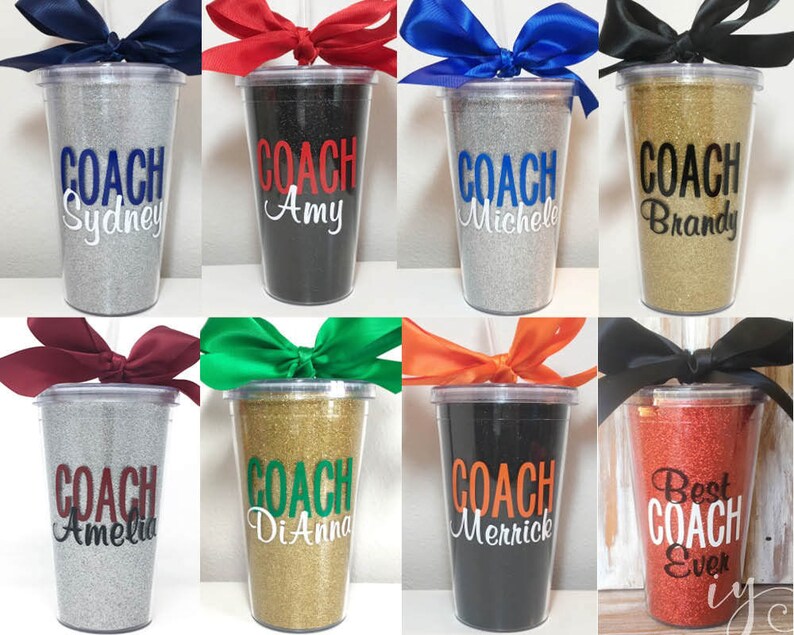 Personalized Coach Glitter Tumbler Coach Gift Idea Cheer Etsy