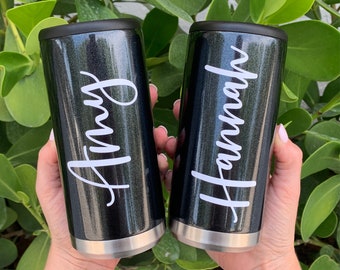 SALE Customized Name 12oz Slim Can Cooler Personalized Stainless Steel Slim Can Holder Drinking Gifts for Birthday Bachelorette Party