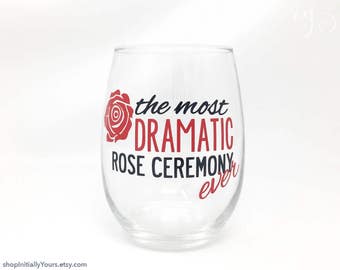 Bachelor Wine Night Stemless Wine Glass, The Most Dramatic Rose Ceremony Ever, The Bachelor, The Bachelorette