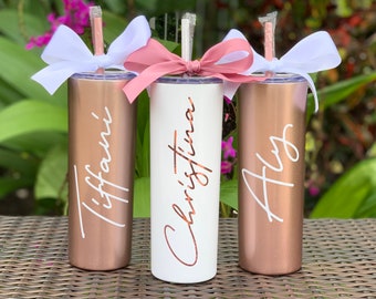 Wedding Bridesmaid Personalized Cups Custom Name Stainless Tumbler Bridal Party Gift Box Bachelorette Gifts Rose Gold Drinking Cups