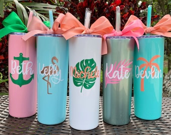 Custom Stainless Steel Tumbler Personalized Gift Personal Skinny Cup Gifts for Mom Customized Drinkware Gift Idea Beach Vacation Trip