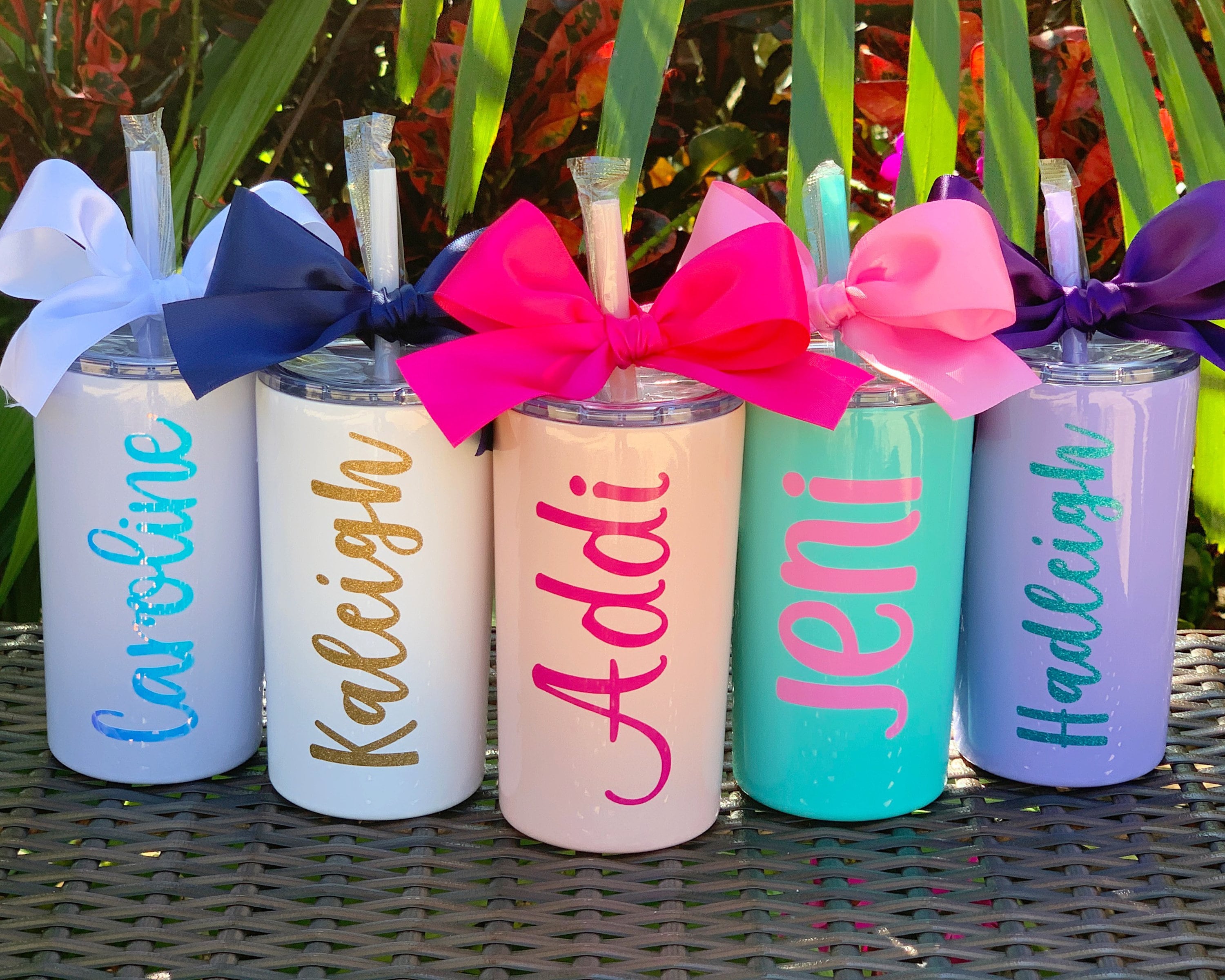 Custom Kids Mini Skinny Tumbler Gift for Little Girl Fun Glitter Sparkle  Kids Name Cup Personalized Birthday Gift 12oz Cup Lid and Straw