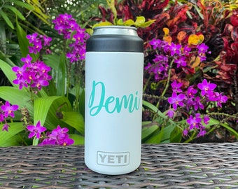 Monogrammed Personalized Vinyl Name Decal for Yeti Slim Can Cooler Monogram Initials Vinyl Sticker for Skinny Seltzer Can Cooler DECAL ONLY