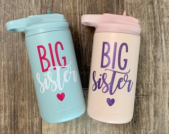 Big Sister Water Bottle Gift from Baby Personalized Stainless Steel Bottle Custom Big Sister Gift Promoted to Big Sister Future Big Brother