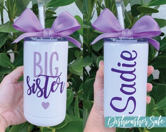 Personalized Big Sister Stainless Steel Tumbler Promoted to Big Sister Bottle New Big Sister Cup New Sibling Gift from Baby Dishwasher Safe