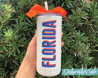 Shadow Name Personalized Stainless Steel Tumbler Customized Cup Insulated Metal Travel Coffee Mug Florida or Any State Gift Dishwasher Safe