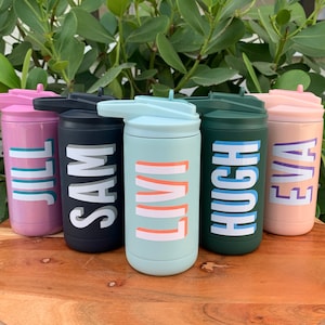 Personalized Shadow Name Kids Stainless Steel Water Bottle Custom Kids Name Metal Insulated School Water Bottle Christmas Kids Gift 12oz