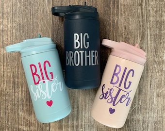 Big Sister Water Bottle Gift from Baby Personalized Stainless Steel Bottle Custom Big Sister Gift Promoted to Big Sister Future Big Brother