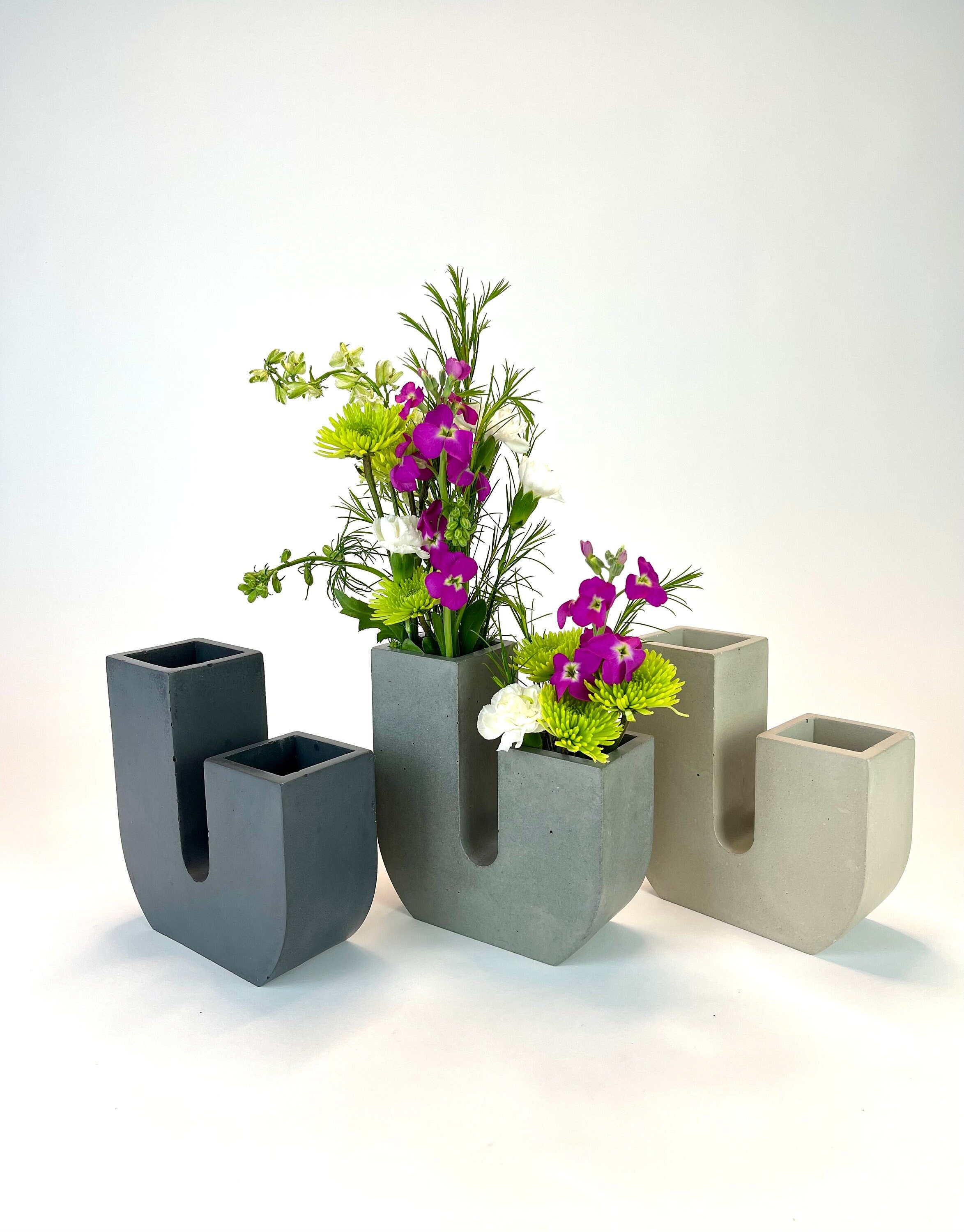 U-Shaped Concrete Vase