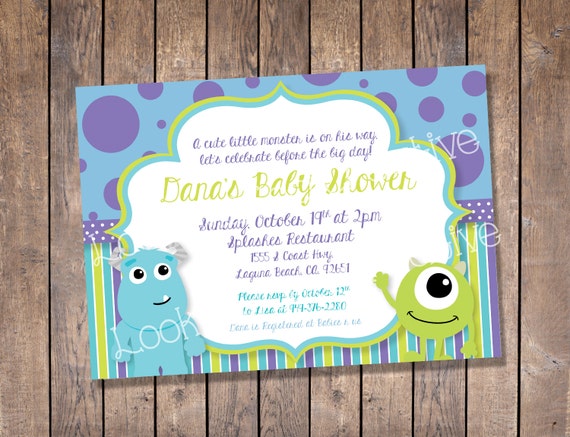 Monsters Inc. Baby Shower Invitation custom-digital print
