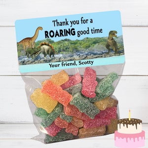 Dinosaur Birthday Party Treat Bags: Personalized Sticker Favors