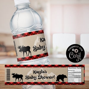 Lumberjack Water Bottle Labels, Lumberjack Water Bottle Wrapper, Lumber Jack Baby Shower, Lumberjack Party Favors, Lumberjack, Editable