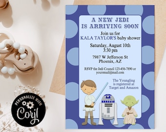 Jedi Baby Shower Invitation: Star Wars Theme (Digital File)