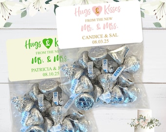 Bolsas de regalo de boda personalizadas con abrazos y besos