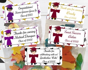 Personalized Graduation Stickers and Bags: Party Favors