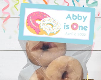 Donut Party Personalized Favor Stickers & Bags
