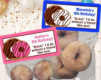 Donuts Party Personalized Favors, Donut Party, Donuts with Dad, Donut Stickers, Donuts Favor, Donuts Treat Bag, Donuts and Milk Party, Pink