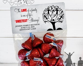 Personalized Family Reunion Favor Stickers & Treat Bags