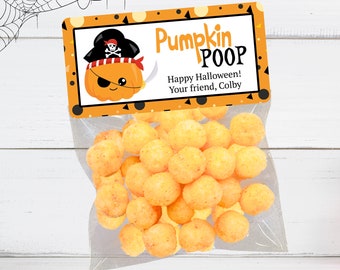 Halloween Favor Stickers with Clear Bags, Pumpkin/Ghost Poop