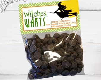 Halloween Party Favor Stickers, Clear Bags, Witches Warts, Ghost Poop, Spider Eggs