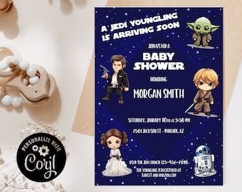 Jedi Baby Shower Invitation: Star Wars Theme (Digital File)