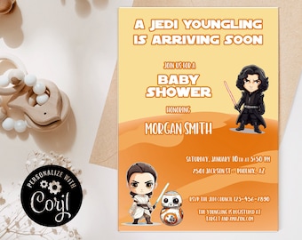 Jedi Baby Shower Invitation: Star Wars Theme (Digital File)
