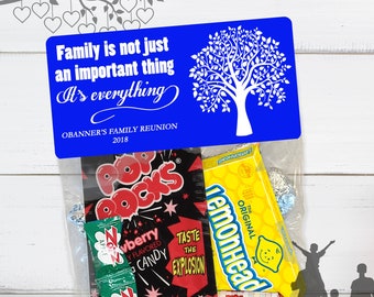 Personalized Family Reunion Favor Stickers and Bags