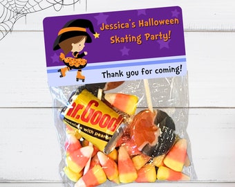 Halloween Skating Party Favor Stickers and Bags
