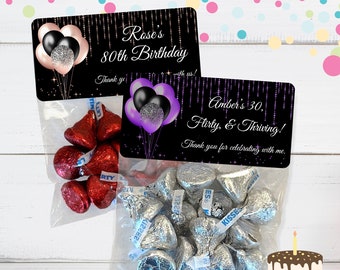 Personalized Rose Gold Birthday Favor Bags with Stickers