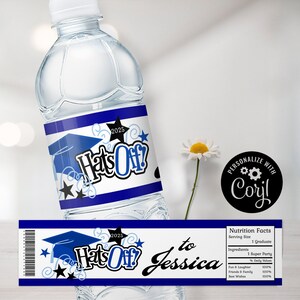 Editable Graduation Water Bottle Wrapper: Party Favor (Digital File)