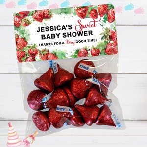 Strawberry Baby Shower Favors: Berry Sweet Stickers & Bags