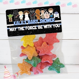 Star Wars Baby Shower Favor Bags: Personalized Jedi Stickers